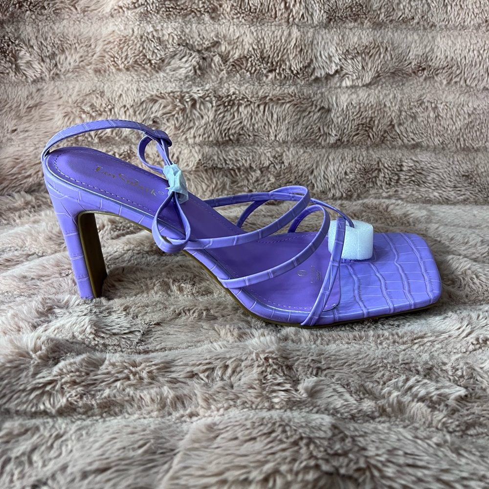 Purple Square Toe Strappy Heel